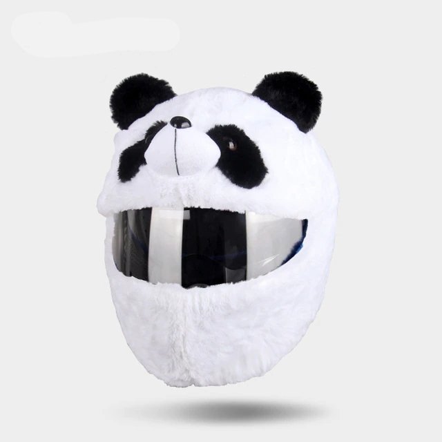 White & Black Panda Cartoon Motorcycle Helmet Cover is brought to you by KingsMotorcycleFairings.com