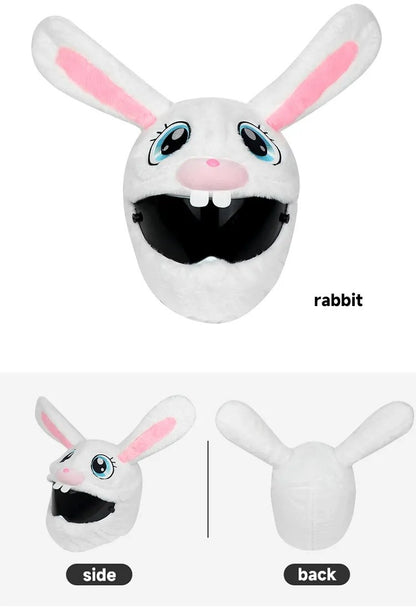 White & Pink Rabbit Cartoon Motorcycle Helmet Cover is brought to you by KingsMotorcycleFairings.com