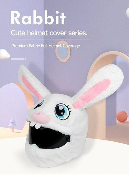 White & Pink Rabbit Cartoon Motorcycle Helmet Cover is brought to you by KingsMotorcycleFairings.com