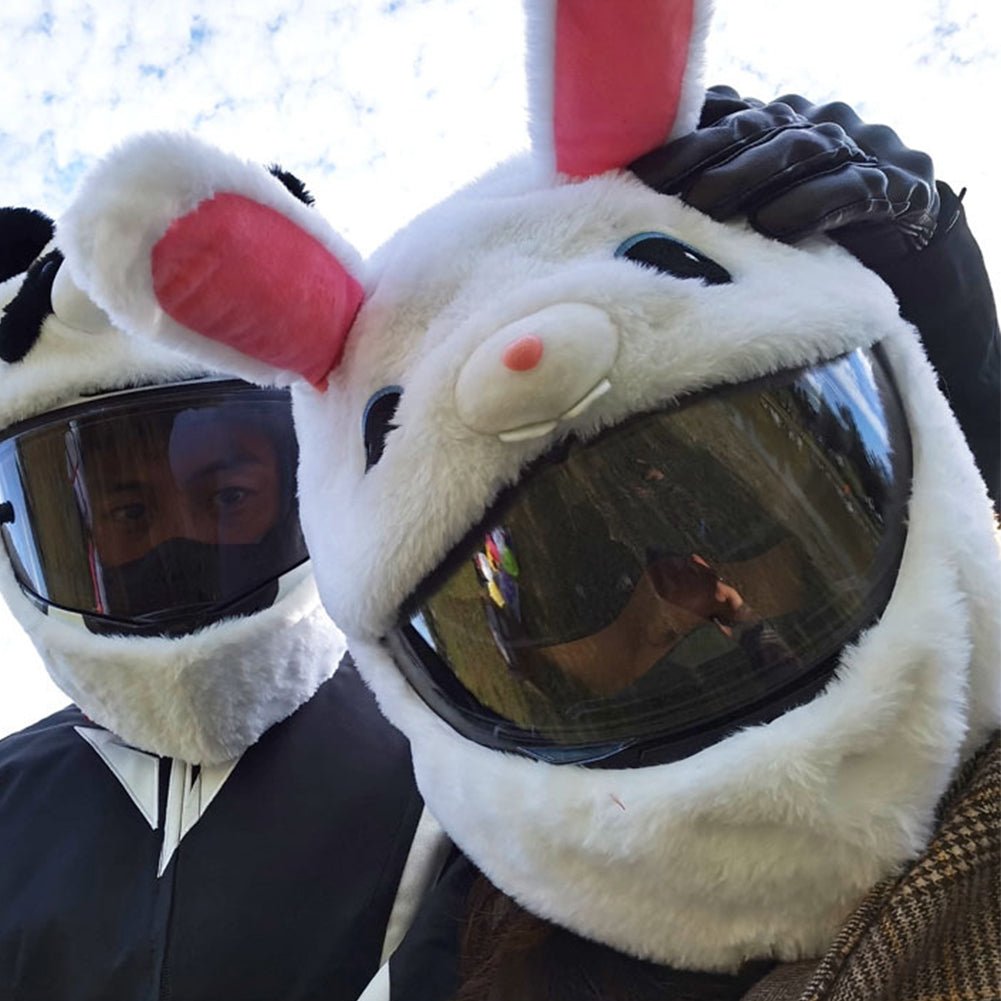 fuzzy bunny motorcycle helmet Motorcycle Helmet Cover, White Rabbit Cartoon