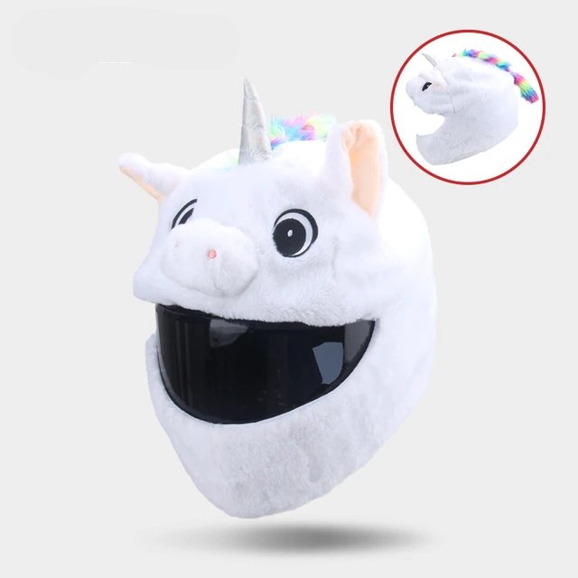 Motorcycle Helmet Cover | White Unicorn Cartoon