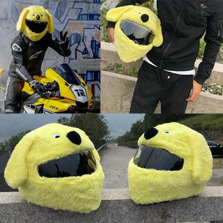 Motorcycle Helmet Cover Yellow, Black Dog Cartoon Kings