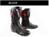 Motorcycle Boots in Black, Red & White Leather at KingsMotorcycleFairings.com