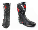 Motorcycle Boots in Black, Red & White Leather at KingsMotorcycleFairings.com
