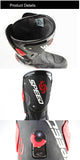 Motorcycle Boots in Black, Red & White Leather at KingsMotorcycleFairings.com