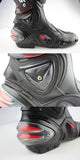 Motorcycle Boots in Black, Red & White Leather at KingsMotorcycleFairings.com