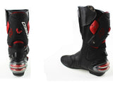 Motorcycle Boots in Black, Red & White Leather at KingsMotorcycleFairings.com