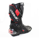 Motorcycle Boots in Black, Red & White Leather at KingsMotorcycleFairings.com