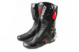 Motorcycle Boots in Black, Red & White Leather at KingsMotorcycleFairings.com