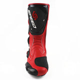 Speed Motorcycle Boots in Red, Black & White Leather at KingsMotorcycleFairings.com