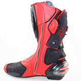 Speed Motorcycle Boots in Red, Black & White Leather at KingsMotorcycleFairings.com