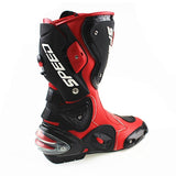 Speed Motorcycle Boots in Red, Black & White Leather at KingsMotorcycleFairings.com