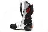 Speed Motorcycle Boots in White, Black & Red Leather at KingsMotorcycleFairings.com