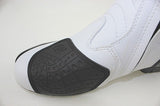 Speed Motorcycle Boots in White, Black & Red Leather at KingsMotorcycleFairings.com