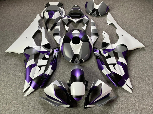 Yamaha YZF-R6 (2008-2016) Matte White, Purple, Gray & Black Camouflage Fairings