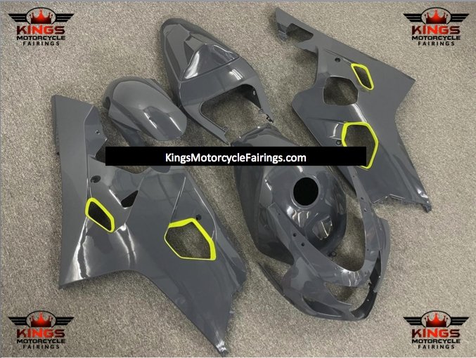 Nardo Gray and Neon Yellow Fairing Kit for a 2004 & 2005 Suzuki GSX-R600 motorcycle