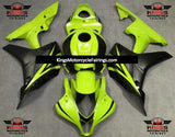 Neon Green, Black and Matte Black Fairing Kit for a 2007 and 2008 Honda CBR600RR motorcycle