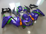 Purple, Green and Orange EVA Fairing Kit for a 2008, 2009, 2010, 2011, 2012, & 2013 Kawasaki Ninja 250R motorcycle