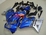 Blue, Black and Silver Fairing Kit for a 2008, 2009, 2010, 2011, 2012, & 2013 Kawasaki Ninja 250R motorcycle
