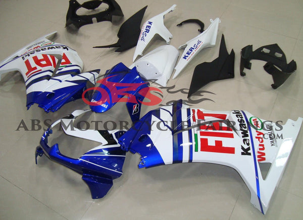 Blue, White and Red FIAT Fairing Kit for a 2008, 2009, 2010, 2011, 2012, & 2013 Kawasaki Ninja 250R motorcycle