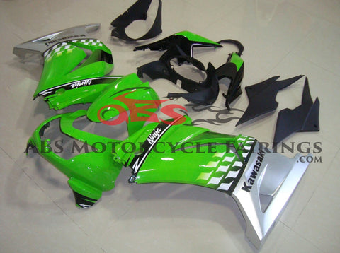 Kawasaki Ninja 250R (2008-2013) Green & Silver Fairings