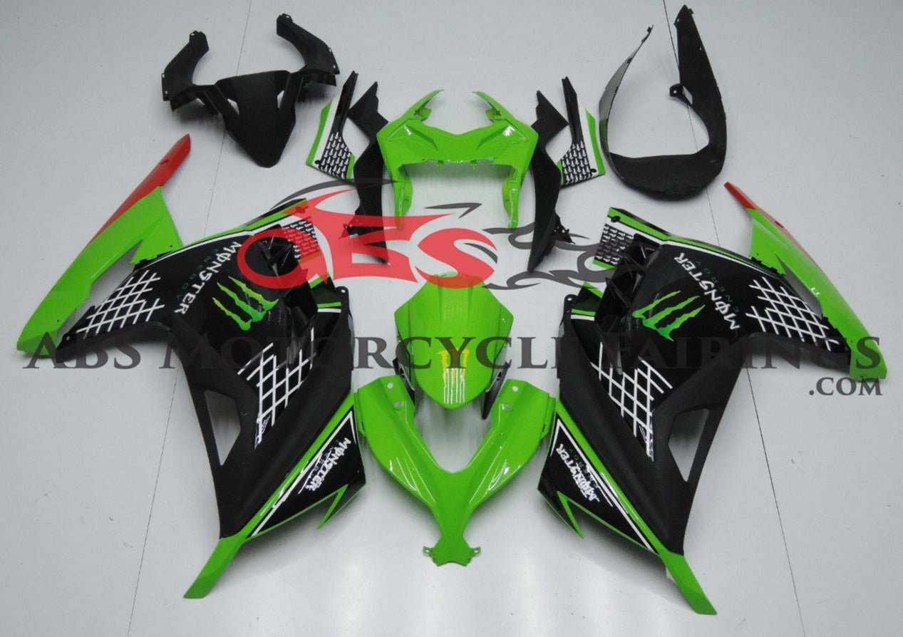 Kawasaki Ninja 300 Fairings (2013-2024) Green, Black Monster from KingsMotorcycleFairings.com