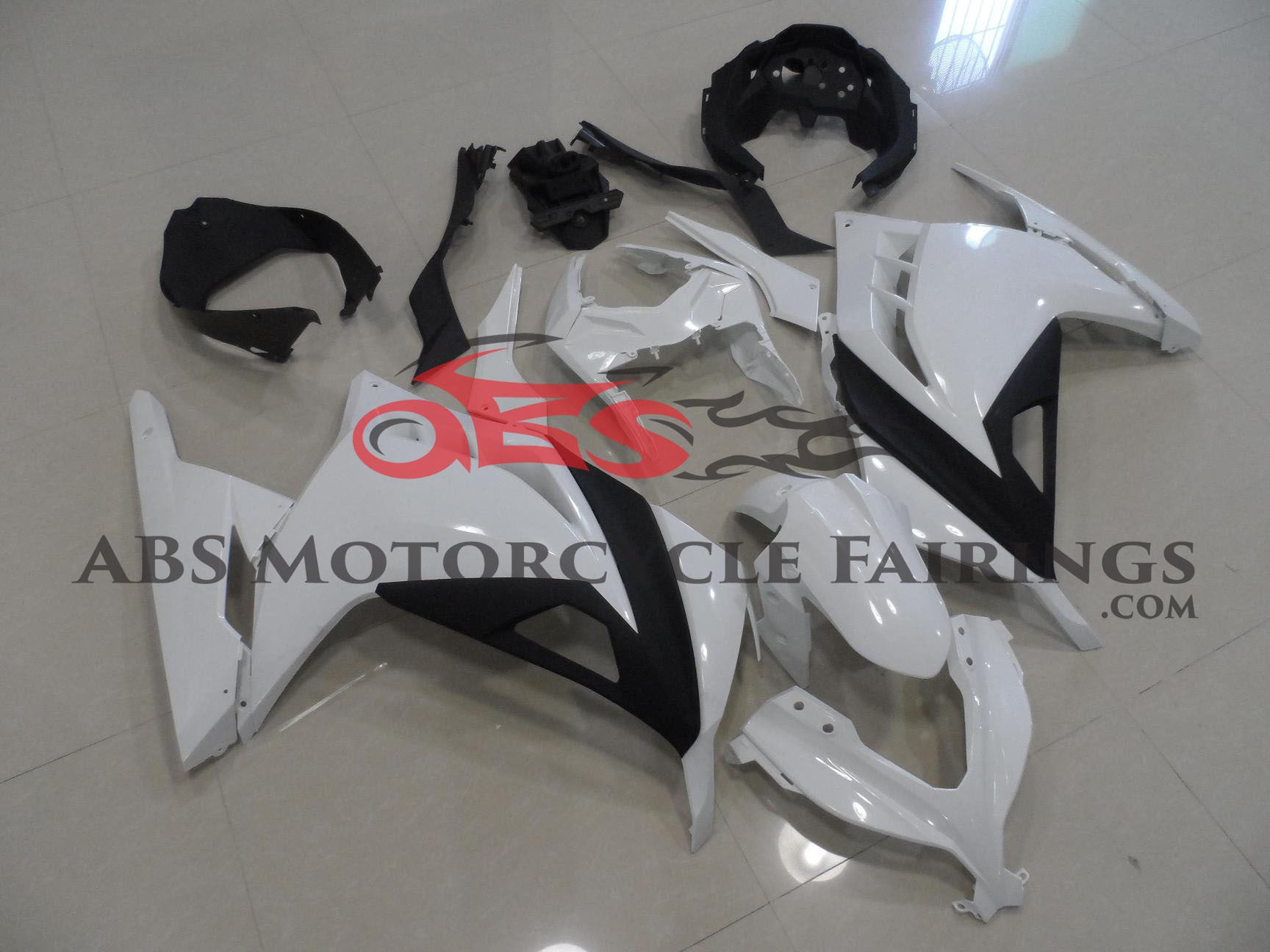 Kawasaki Ninja 300 Fairing set (2013-2024) White, Black at KingsMotorcycleFairings.com