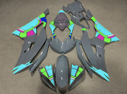 Nardo Gray and Turquoise Blue Color Wheel Fairing Kit for a 2008, 2009, 2010, 2011, 2012, 2013, 2014, 2015 & 2016 Yamaha YZF-R6 motorcycle