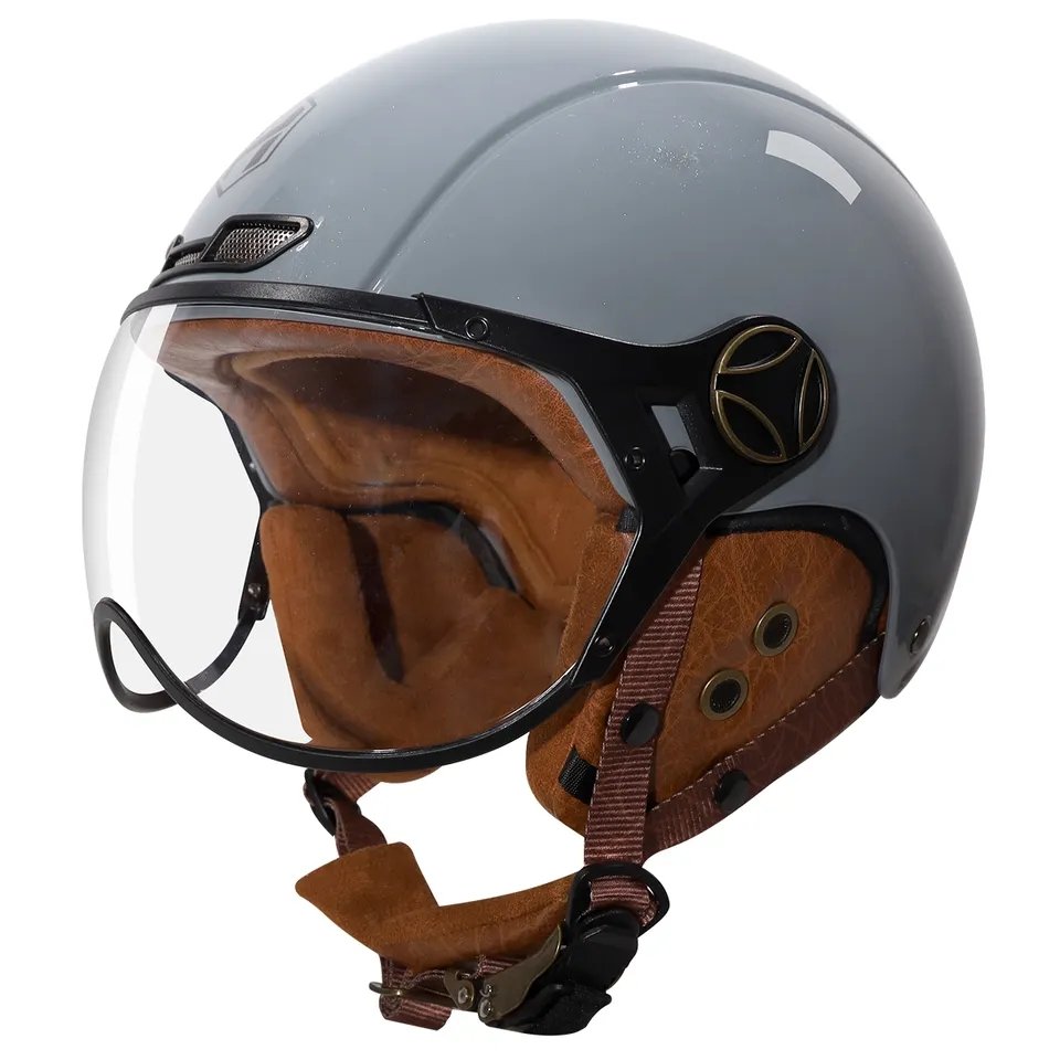 Nardo Gray Half Face Retro Space Motorcycle Helmet is brought to you by KingsMotorcycleFairings.com