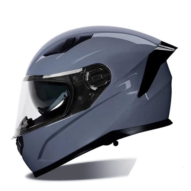 Motorcycle Helmet, Nardo Gray & Blue Visor | Kings