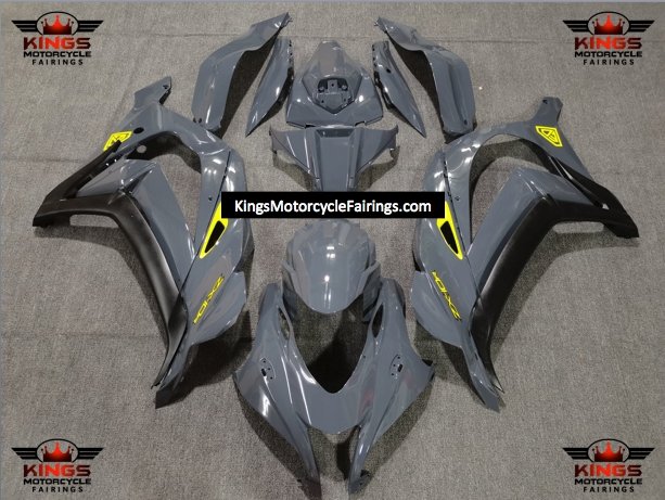 Fairing Kit for a Kawasaki Ninja ZX10R (2016-2020) Nardo Gray, Yellow & Matte Black