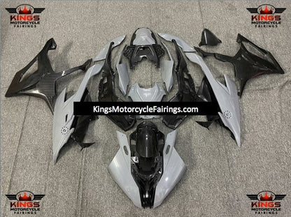 Nardo Gray and Faux Carbon Fiber Fairing Kit for a 2019 to 2021 BMW S1000RR motorcycle from Kings Motorcycle Fairings