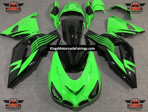 Fairing kit for a Kawasaki Ninja ZX14R (2006-2011) Neon Green & Black