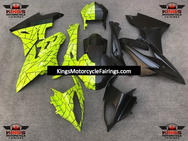 BMW S1000RR Fairings (2017-2018) Neon Yellow, Matte Black Split at KingsMotorcycleFairings.com