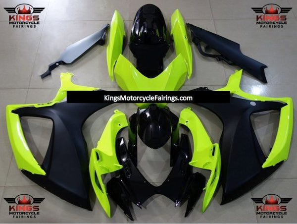 Suzuki GSXR600 (2006-2007) Neon Yellow, Matte Black & Gloss Black Fairings