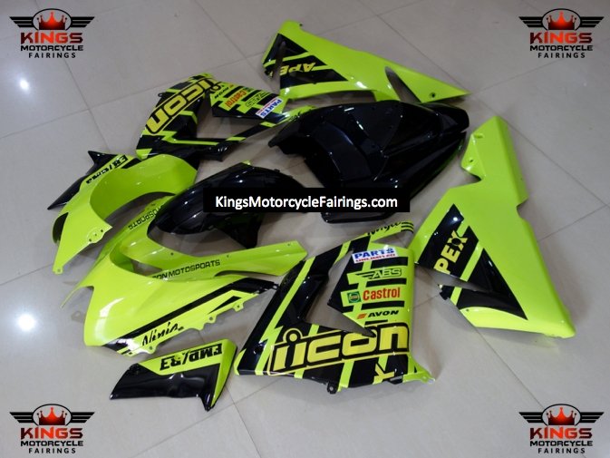 Neon Yellow and Black Fairing Kit for a 2004 & 2005 Kawasaki ZX-10R motorcycle
