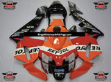 Red, Orange, Black and White Repsol Fairing Kit for a 2003 and 2004 Honda CBR600RR motorcycle