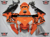 Orange and Black Tribal Fairing Kit for a 2005 and 2006 Honda CBR600RR motorcycle