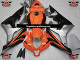 Orange, Silver and Black Fairing Kit for a 2007 and 2008 Honda CBR600RR motorcycle.