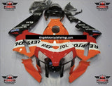 Orange, Red, Black and White Repsol Fairing Kit for a 2005 and 2006 Honda CBR600RR motorcycle