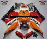 Orange, Red, White and Black Repsol Fairing Kit for a 2009, 2010, 2011 & 2012 Honda CBR600RR motorcycle