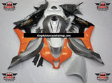 Orange, Silver, White and Black Fairing Kit for a 2007 and 2008 Honda CBR600RR motorcycle