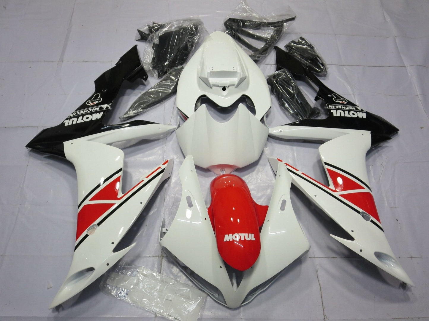 White, Red and Black Fairing Kit for a 2004, 2005 & 2006 Yamaha YZF-R1 motorcycle