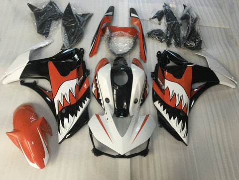 Yamaha YZF-R3 (2015-2018) White, Orange & Black Shark Teeth Fairings