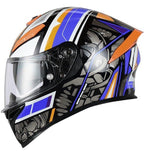 Orange, Black, Silver & White Ryzen Motorcycle Helmet at KingsMotorcycleFairings.com