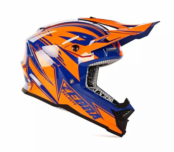 Orange & Dark Blue Zebra Dirt Bike Motorcycle Helmet - KingsMotorcycleFairings.com
