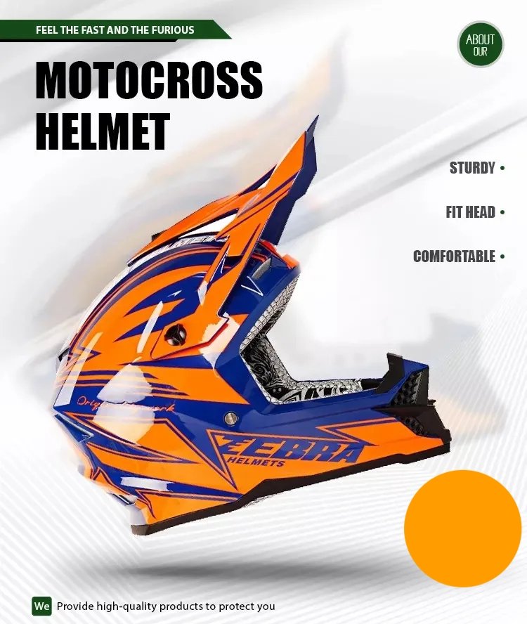 Orange & Dark Blue Zebra Dirt Bike Motorcycle Helmet - KingsMotorcycleFairings.com