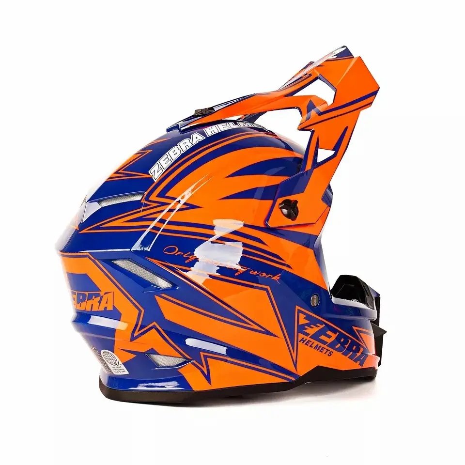 Orange & Dark Blue Zebra Dirt Bike Motorcycle Helmet - KingsMotorcycleFairings.com