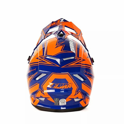 Orange & Dark Blue Zebra Dirt Bike Motorcycle Helmet - KingsMotorcycleFairings.com