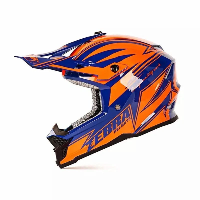 Orange & Dark Blue Zebra Dirt Bike Motorcycle Helmet - KingsMotorcycleFairings.com
